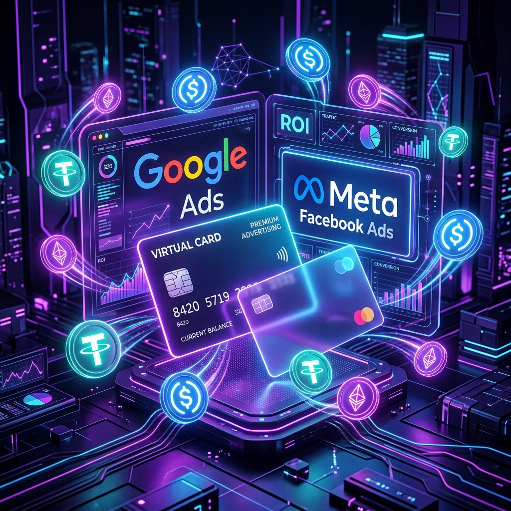 Virtuelle Kreditkarten für Google & Facebook Ads: Anonym mit Krypto bezahlen